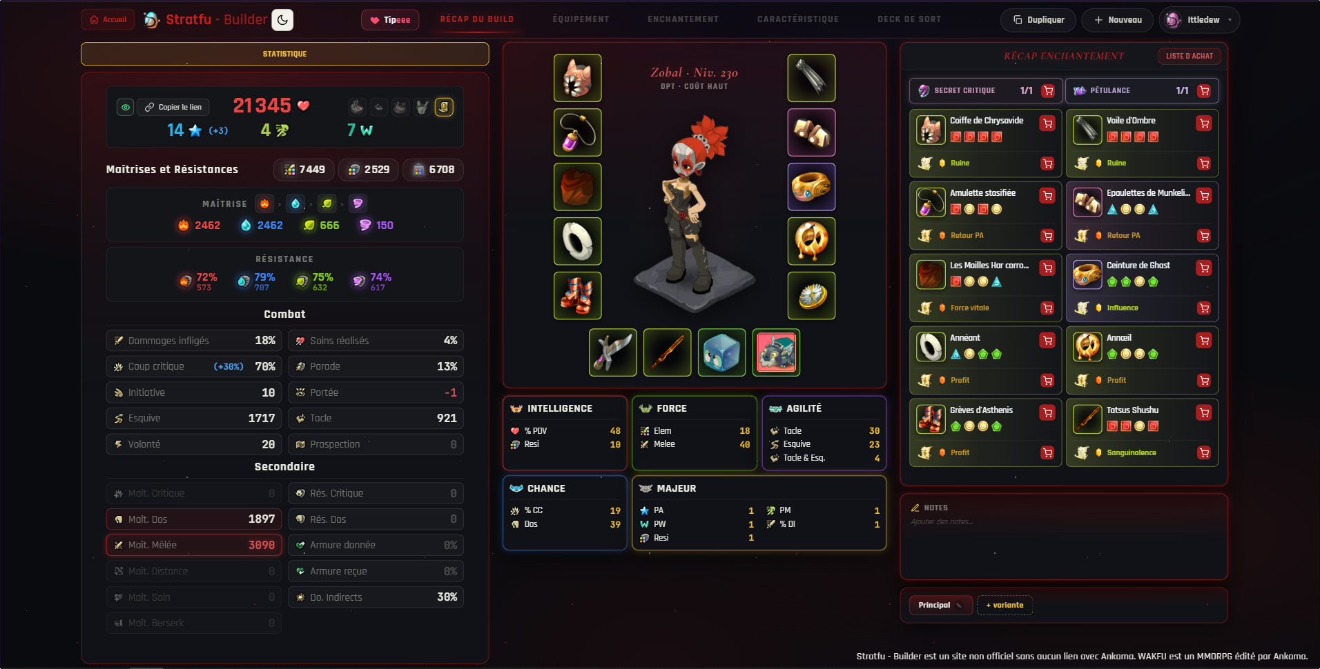 Récap du build